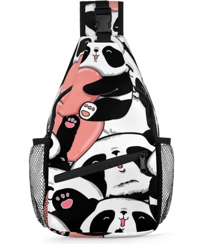 Panda Gift Sling Bag Adjustable Sling Backpack Crossbody Shoulder Backpack Anti-theft Rope Chest Shoulder Daypack for Travel ...