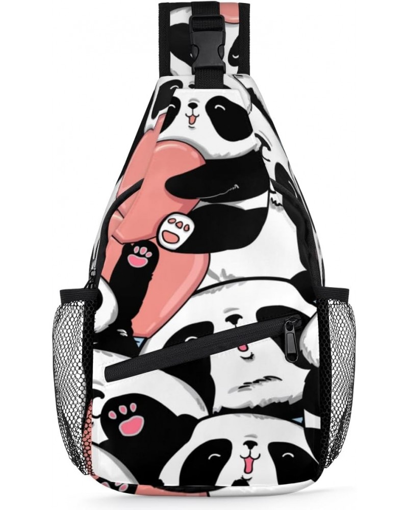 Panda Gift Sling Bag Adjustable Sling Backpack Crossbody Shoulder Backpack Anti-theft Rope Chest Shoulder Daypack for Travel ...