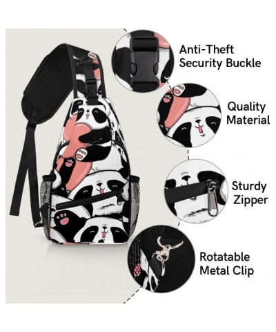 Panda Gift Sling Bag Adjustable Sling Backpack Crossbody Shoulder Backpack Anti-theft Rope Chest Shoulder Daypack for Travel ...