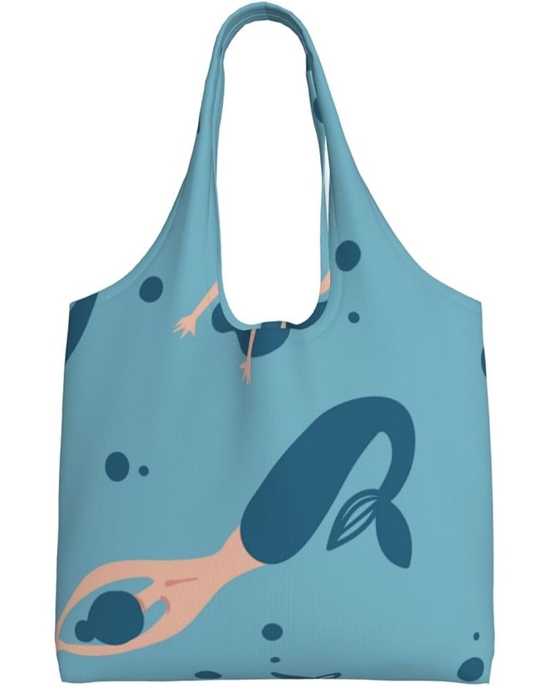 Mermaids Single Shoulder Commuter Canvas Tote Bags For Women And Men Mermaids 30 $12.97 Totes