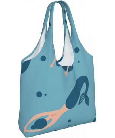 Mermaids Single Shoulder Commuter Canvas Tote Bags For Women And Men Mermaids 30 $12.97 Totes