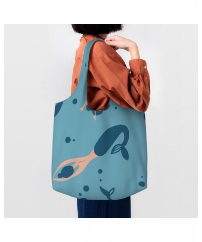 Mermaids Single Shoulder Commuter Canvas Tote Bags For Women And Men Mermaids 30 $12.97 Totes