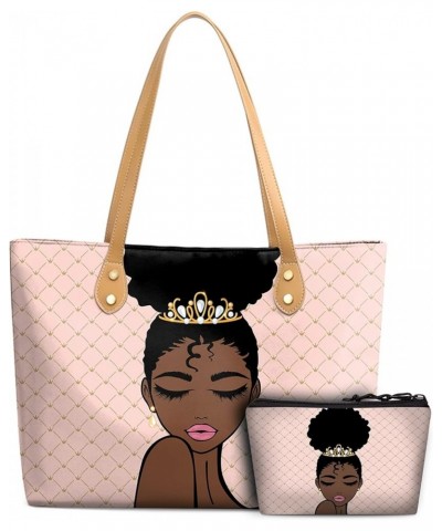 Tote Bags African American Handbags For Black Women Fashion Shoulder Bags Beach Work Travel Gift Bag Black Girl/Cosmetic Bag-...