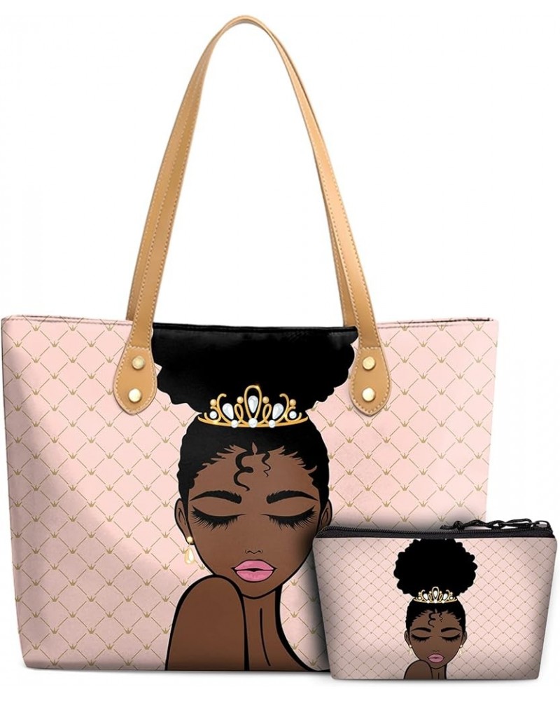 Tote Bags African American Handbags For Black Women Fashion Shoulder Bags Beach Work Travel Gift Bag Black Girl/Cosmetic Bag-...