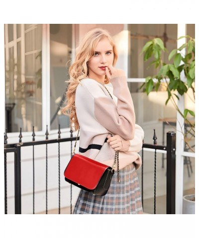 Pale Goldenrod Women Crossbody Bags Ladies Shoulder Purses with Chain Strap Soft Leather Handbags Strong Red $19.37 Shoulder ...