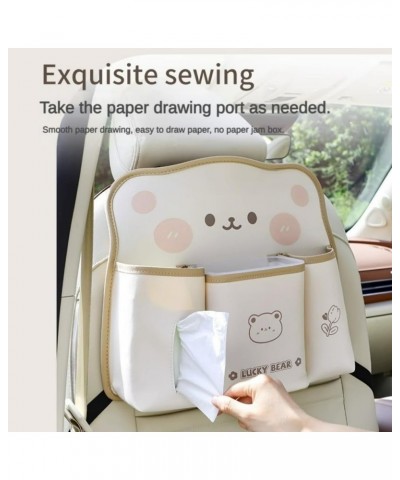 Lucky Bear Car Back Seat Organizer Storage Sweet Bunny Car Trash Can Car Tissue Holder Waterproof Bucket Anti-Kick Pad Car Ha...