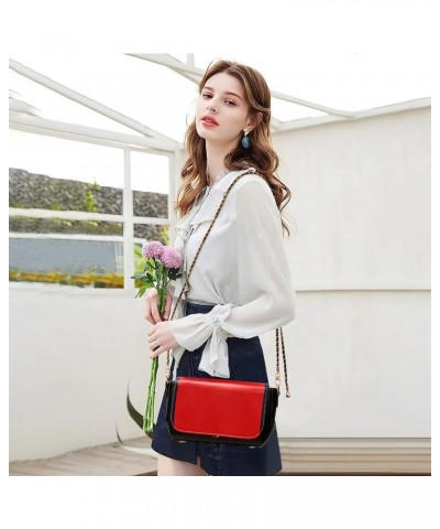 Pale Goldenrod Women Crossbody Bags Ladies Shoulder Purses with Chain Strap Soft Leather Handbags Strong Red $19.37 Shoulder ...