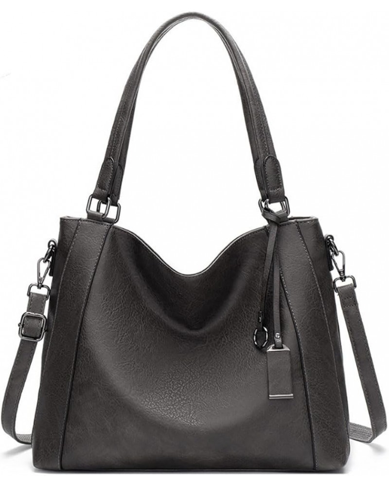 Purses and Handbags for Women Vegan Leather Hobo Bags Large Ladies Tote Pendant Crossbody Shoulder Bag Grey $16.55 Totes