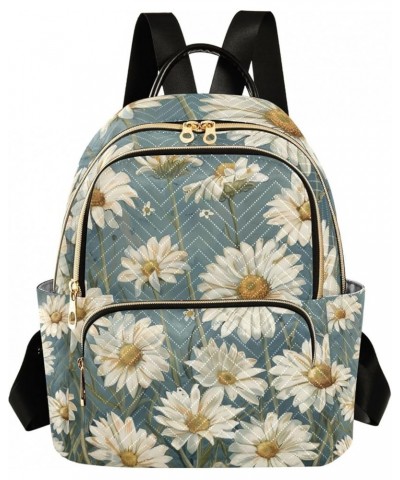 Quilted Backpack Purse Daisy Flowers Daypack Travel Backpack Travel Backpack with Luggage Strap Daisy Flowers Medium $19.59 B...