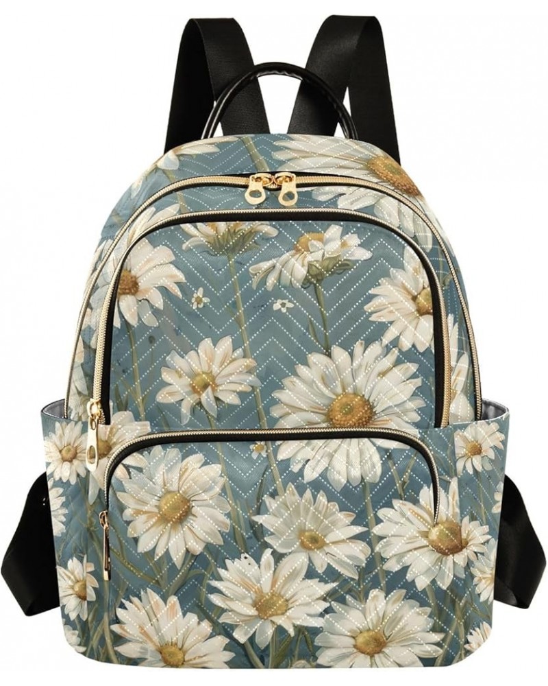 Quilted Backpack Purse Daisy Flowers Daypack Travel Backpack Travel Backpack with Luggage Strap Daisy Flowers Medium $19.59 B...