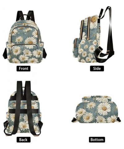 Quilted Backpack Purse Daisy Flowers Daypack Travel Backpack Travel Backpack with Luggage Strap Daisy Flowers Medium $19.59 B...