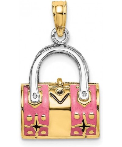 14K Yellow Gold 3d Duffle Double Strap Handbag/Moveable Pink $174.00 Handbags