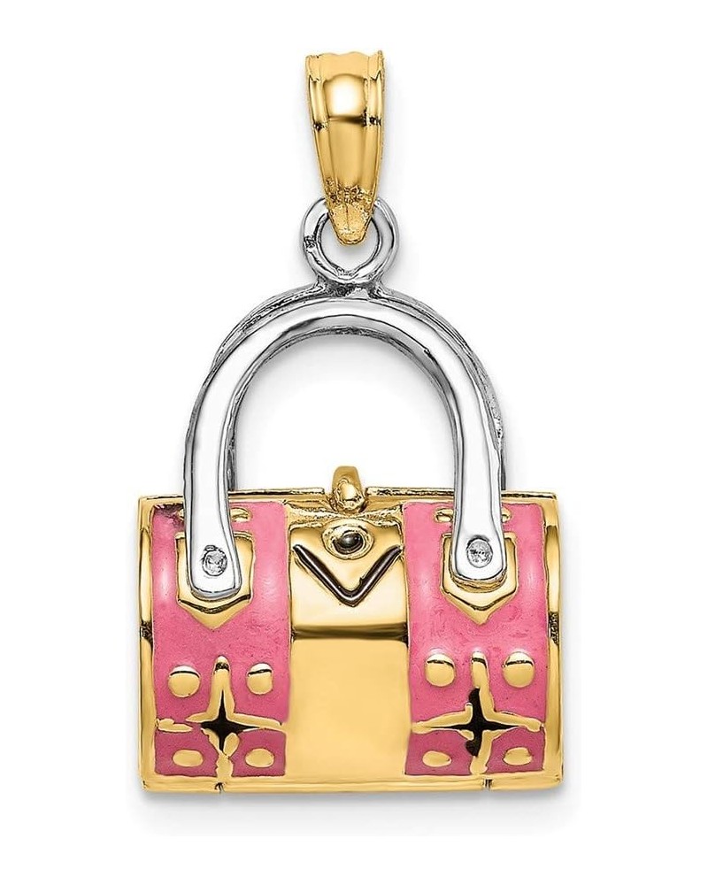 14K Yellow Gold 3d Duffle Double Strap Handbag/Moveable Pink $174.00 Handbags