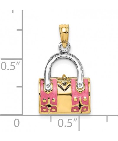 14K Yellow Gold 3d Duffle Double Strap Handbag/Moveable Pink $174.00 Handbags