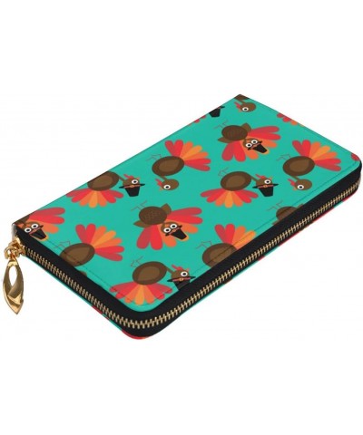 Leather Clutch Wallet Cell Phone Purse Fashion Wristlet Handbag For Women Men-Thanksgiving Turkey $30.55 Wristlets