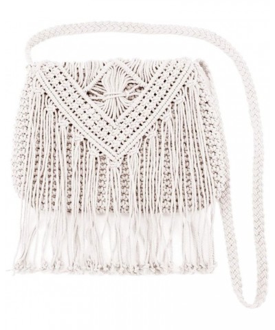 Van Caro Handwoven Cotton Straw Shoulder Bag Crochet Tassel Beach Bohemian Purse for Women 5736 Beige $13.78 Shoulder Bags