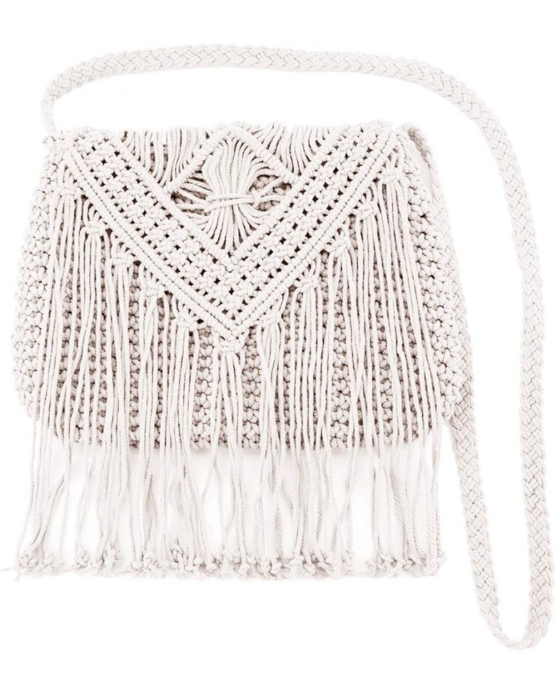 Van Caro Handwoven Cotton Straw Shoulder Bag Crochet Tassel Beach Bohemian Purse for Women 5736 Beige $13.78 Shoulder Bags