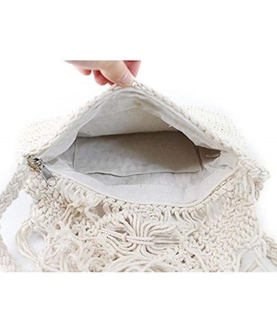 Van Caro Handwoven Cotton Straw Shoulder Bag Crochet Tassel Beach Bohemian Purse for Women 5736 Beige $13.78 Shoulder Bags