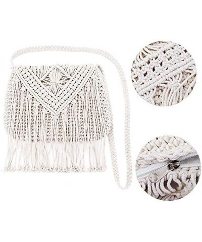 Van Caro Handwoven Cotton Straw Shoulder Bag Crochet Tassel Beach Bohemian Purse for Women 5736 Beige $13.78 Shoulder Bags