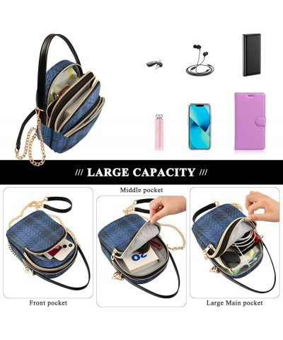 Small Wallet Phone Bag Abstract Floral Liquid Design Quilted Womens Shoulder Handbag PU Leather Lady Crossbody Purse Blue Tar...