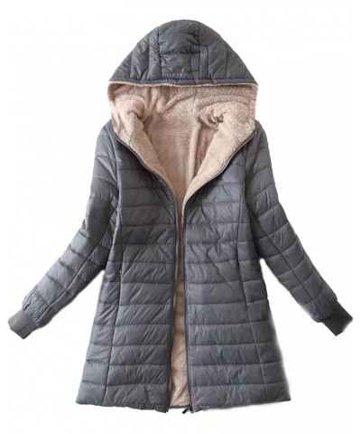 Women's Hooded Puffer Coat Plush Lined Ultra Lightweight Warm Long Waterproof Down Jackets Soft Zip Winter Outwear Gray $20.2...