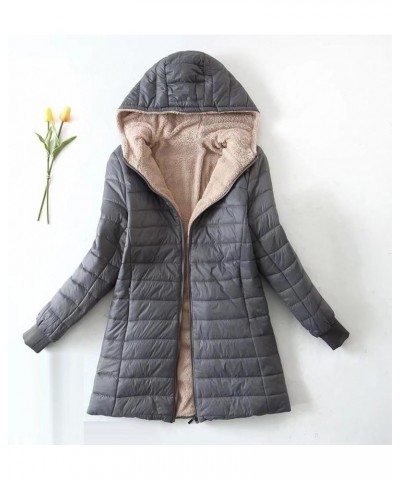 Women's Hooded Puffer Coat Plush Lined Ultra Lightweight Warm Long Waterproof Down Jackets Soft Zip Winter Outwear Gray $20.2...