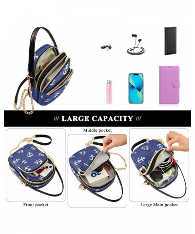 Marine Cell Phone Purse Anchor Cute Dark Stripes Crossbody Handbag Durable Shoulder Bag Sturdy Travel Pouch Compact Chic Bag ...