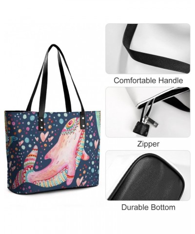 Womens Handbag Dolphin Leather Tote Bag Top Handle Satchel Bags For Lady $20.64 Totes