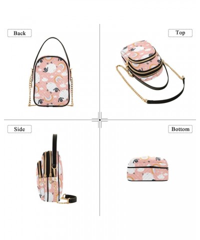 Chain Crossbody Bags for Women Sheeps and Rainbow Childish Style Quilted Shoulder Crossbody Handbags Travel Cross Body Cell P...