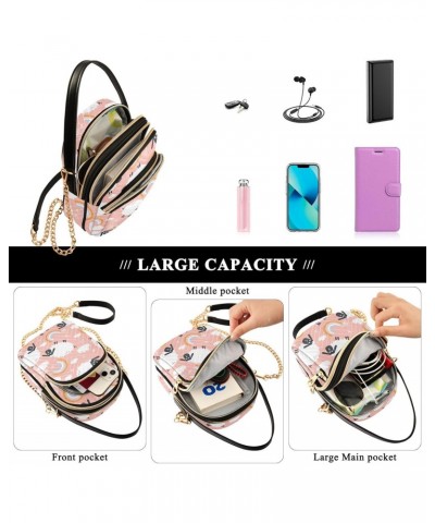 Chain Crossbody Bags for Women Sheeps and Rainbow Childish Style Quilted Shoulder Crossbody Handbags Travel Cross Body Cell P...