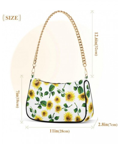 Sunflowers Shoulder Bag for Women Fabric Crescent Handbag with Zipper Chain Clutch Purses for Teen Girls Travel Party Concert...