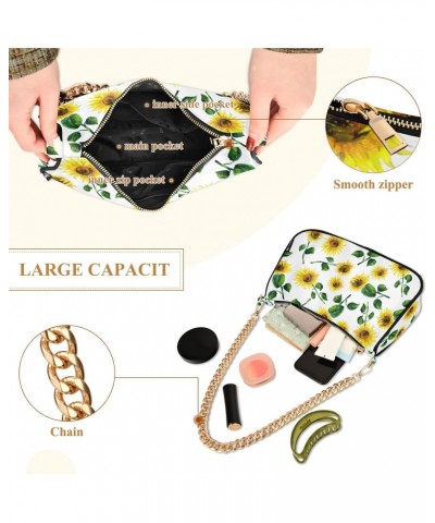 Sunflowers Shoulder Bag for Women Fabric Crescent Handbag with Zipper Chain Clutch Purses for Teen Girls Travel Party Concert...