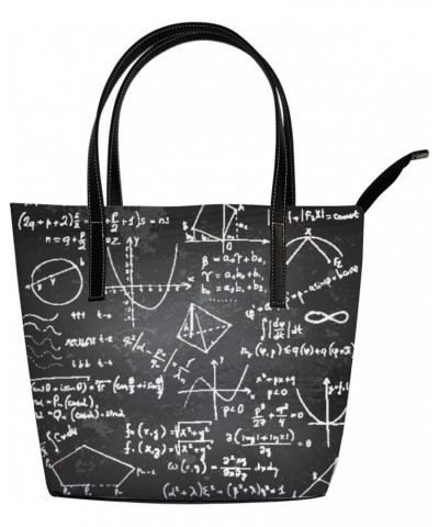 Shoulder Bag Tote Bags for Women Doodle Writing Math Formulas Leather Shopper Work Handbags Large Casual Bag $18.79 Totes