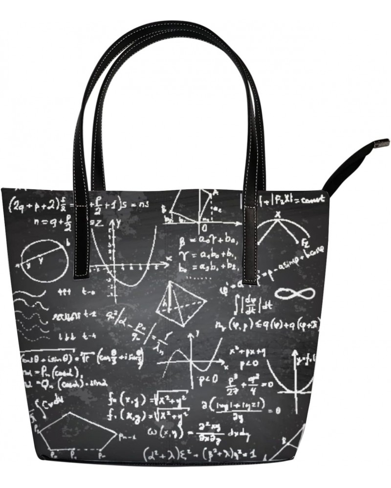 Shoulder Bag Tote Bags for Women Doodle Writing Math Formulas Leather Shopper Work Handbags Large Casual Bag $18.79 Totes