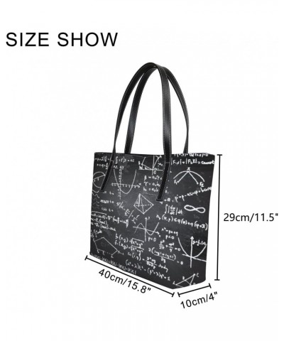 Shoulder Bag Tote Bags for Women Doodle Writing Math Formulas Leather Shopper Work Handbags Large Casual Bag $18.79 Totes