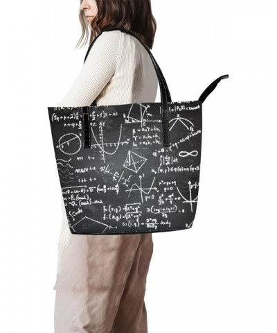 Shoulder Bag Tote Bags for Women Doodle Writing Math Formulas Leather Shopper Work Handbags Large Casual Bag $18.79 Totes