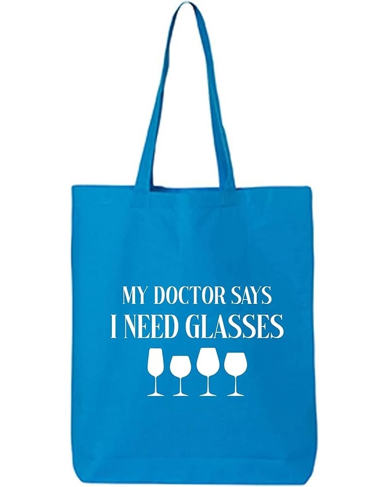 My Doctor Says I Need Glasses Cotton Canvas Tote Bag Sapphire $9.24 Handbags