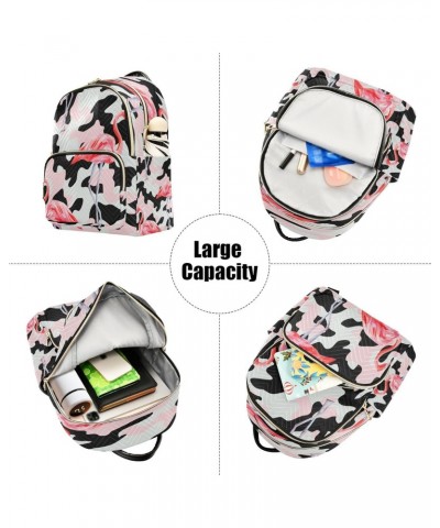 Pink Flamingo on Camo Camouflage Backpack Purse for Women Travel Handbag Shoulder Bag $20.29 Backpacks