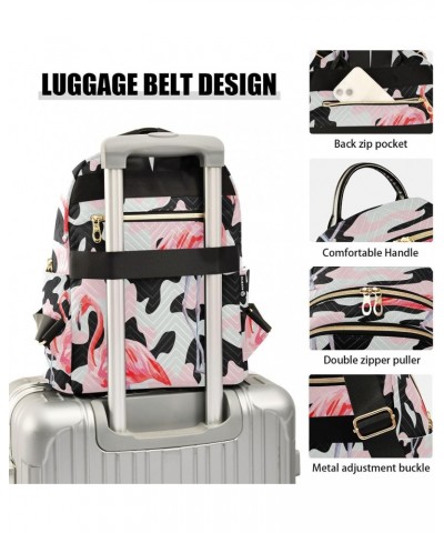 Pink Flamingo on Camo Camouflage Backpack Purse for Women Travel Handbag Shoulder Bag $20.29 Backpacks