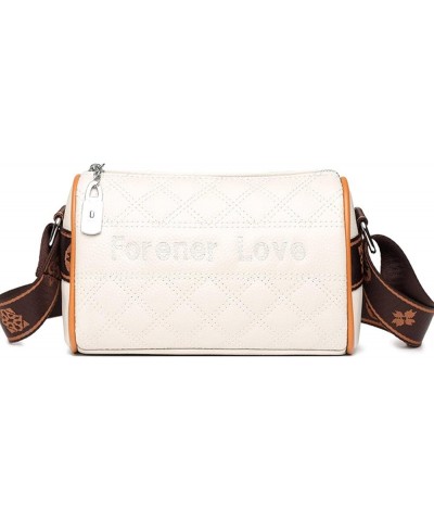 Genuine Leather Women Bag Trendy Diamond Embroidery Thread Shoulder Messenger Bag top Layer Cowhide Pillow Bag White $13.69 S...