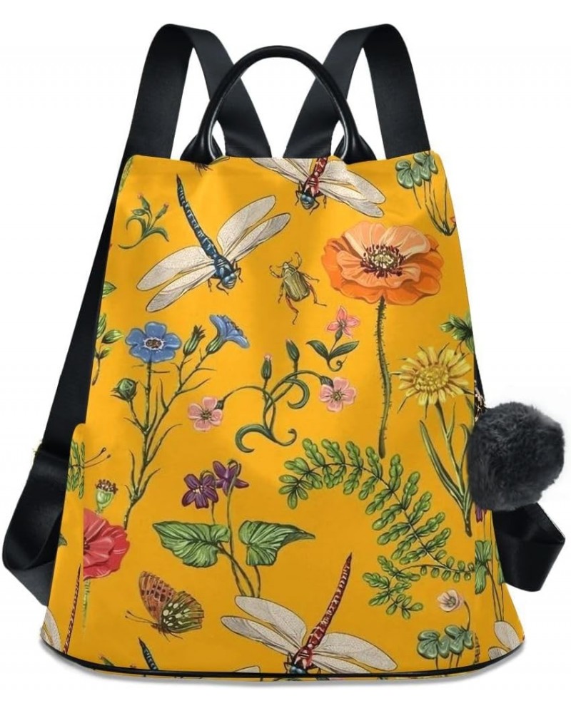 Backpack Purse for Women Fashion Travel Anti-theft Dragonfly Flower Daypack Casual Shoulder Bag Medium Size $23.51 Backpacks