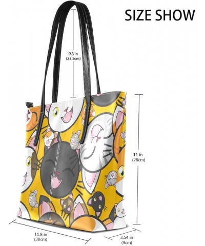 Handbags for Women Tote Bags with 11.08"(L) x 3.54"(W) x 11.02"(W) - Cute Elephant White Cute Cat Cartoon 19 $18.05 Totes