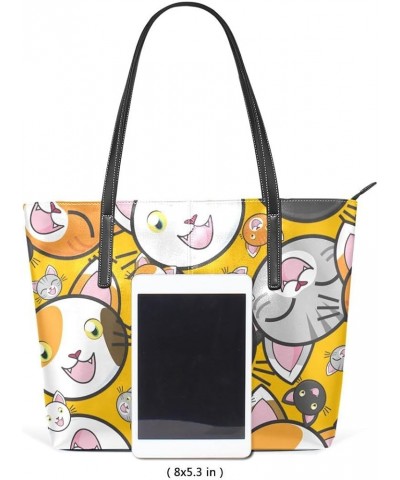 Handbags for Women Tote Bags with 11.08"(L) x 3.54"(W) x 11.02"(W) - Cute Elephant White Cute Cat Cartoon 19 $18.05 Totes