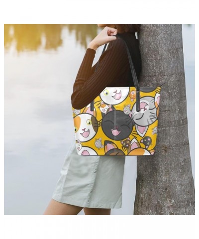 Handbags for Women Tote Bags with 11.08"(L) x 3.54"(W) x 11.02"(W) - Cute Elephant White Cute Cat Cartoon 19 $18.05 Totes