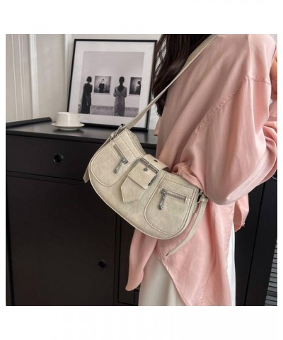 Purse for Women Punk Style Shoulder Bag Retro Leather Crossbody Bag with Adjustable Straps Handbags B199-beige $20.29 Totes