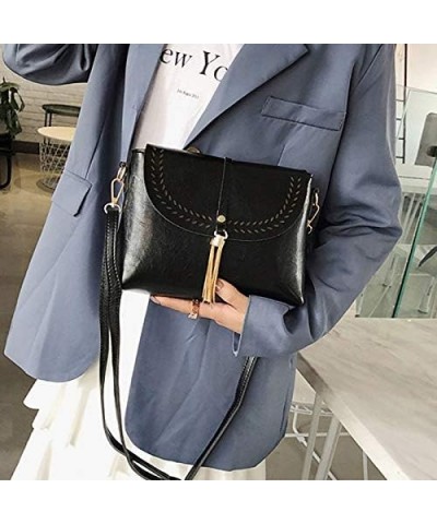 Women Small Shoulder Handbag Retro Crossbody Bags Purse Flap Fringe Shoulder Satchel Bag Tassels Messenger Bag Black Black $2...