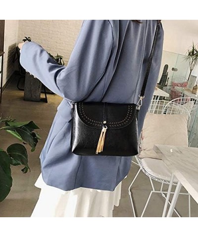 Women Small Shoulder Handbag Retro Crossbody Bags Purse Flap Fringe Shoulder Satchel Bag Tassels Messenger Bag Black Black $2...