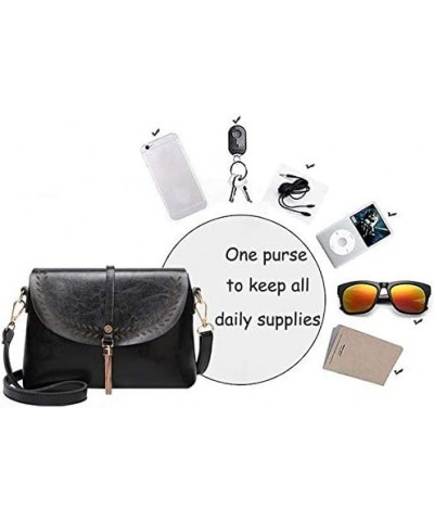 Women Small Shoulder Handbag Retro Crossbody Bags Purse Flap Fringe Shoulder Satchel Bag Tassels Messenger Bag Black Black $2...