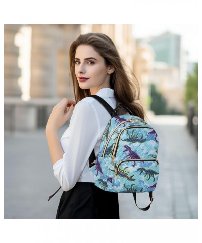 Mini Backpack for Women, Dinosaur Skeleton Tie Dye Travel Backpack Purse for Ladies, Small Bookbag Daypack Shoulder Bag S Mul...