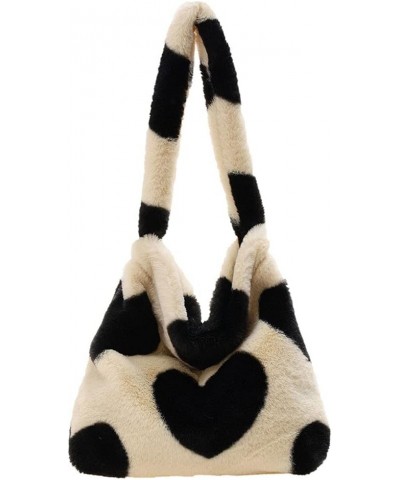 Shoulr Bags for Women P Tote Unrarm Bags t Fluffy Casl Shoulr s 02-black Heart $12.18 Totes